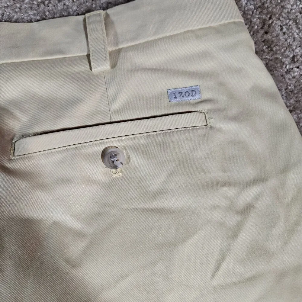 Lot Of 2 Izod Chino Shorts Men’s Size 42 Yellow Beige Flat Front Stretch Pockets